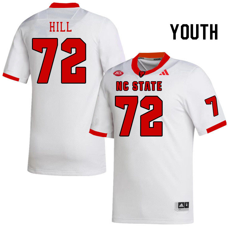 Youth #72 Sean Hill NC State Wolfpack College Football Jerseys Stitched-White Youth #72 Sean Hill NC State Wolfpack College Football Jerseys Stitched-White